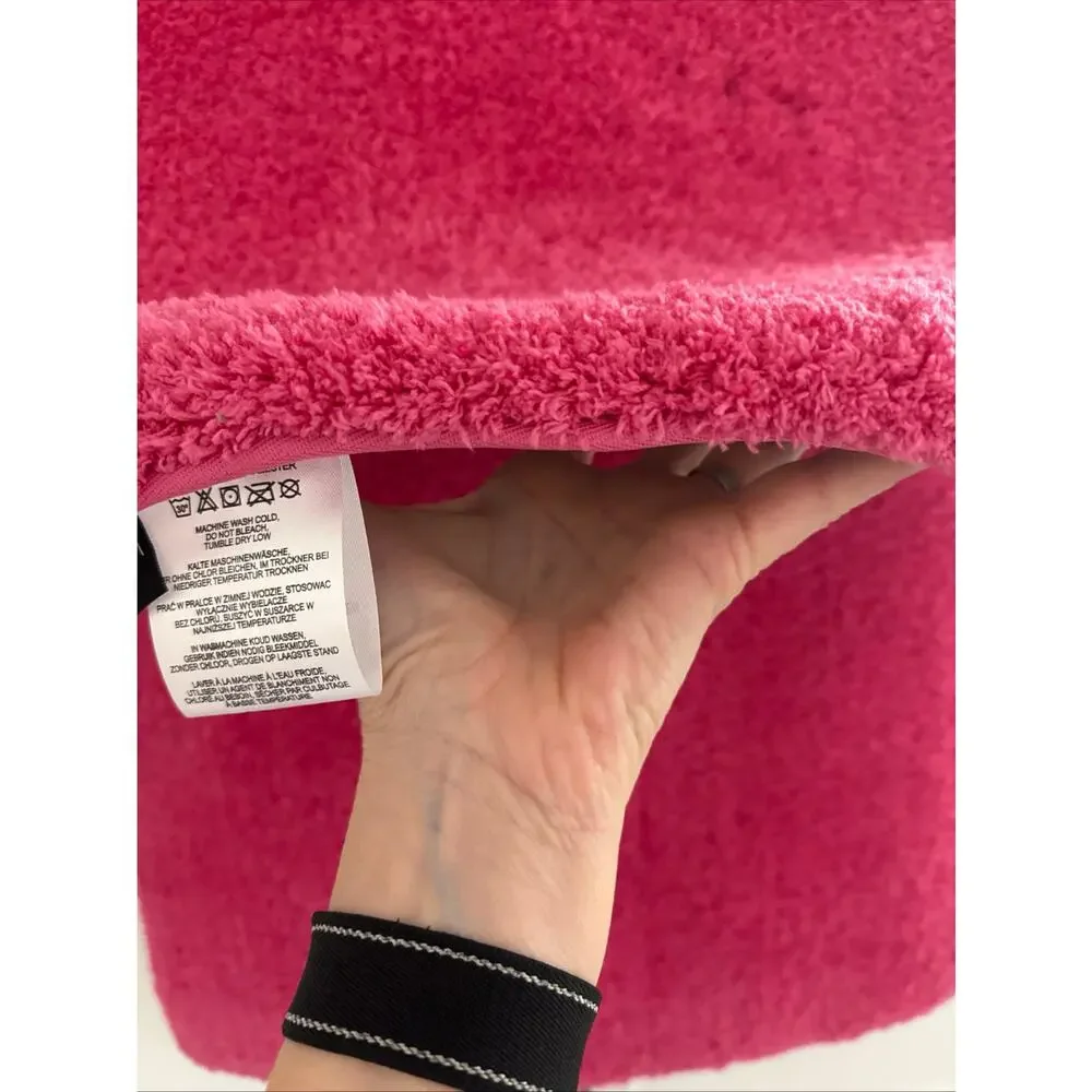 SET of 2 HOT BRIGHT PINK Tahari Bathroom Rugs Bath Mat Drylon Plush Non-Slip Rug